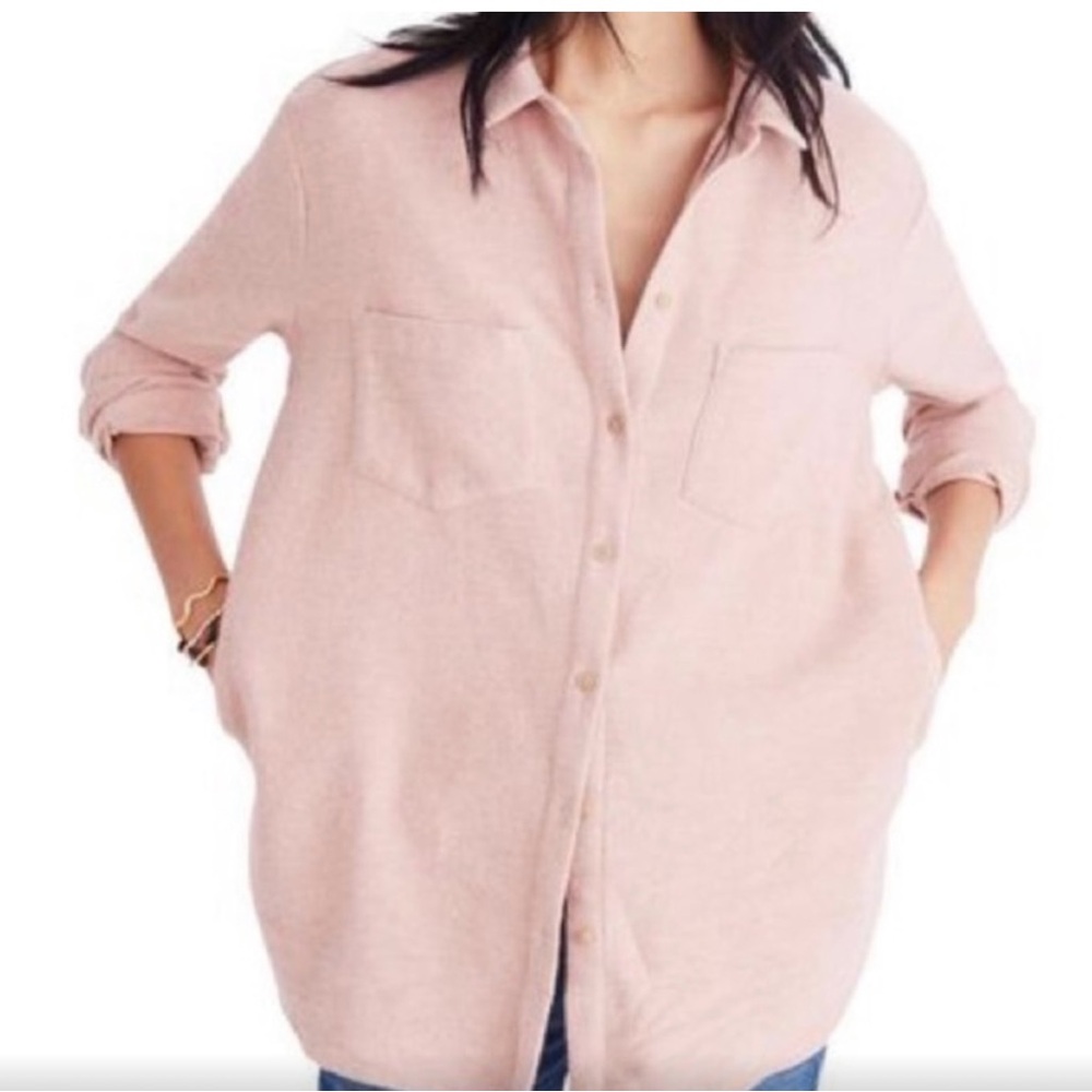 Madewell flannel sunday button down shirt, Pink Sz Medium